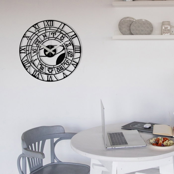 Wallity Enzoclock - S025 Reloj de pared decorativo de metal negro Wallity Enzoclock - S025 Reloj de pared decorativo de metal negro